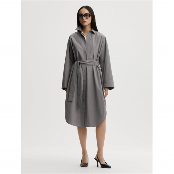 By Malene Birger Derris Midi Kjole, Grey Stripe
